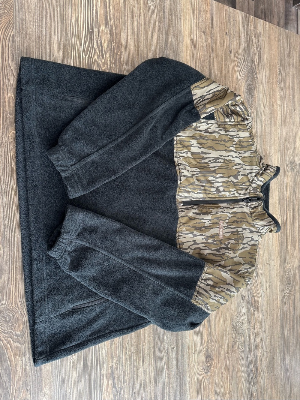 Columbia Black Fleece Pullover with Camo Chest Panel